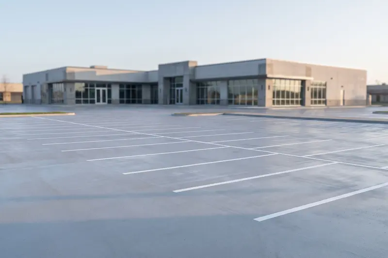 Freshly cleaned parking stalls with crisp striping at a commercial lot in Logan, UT